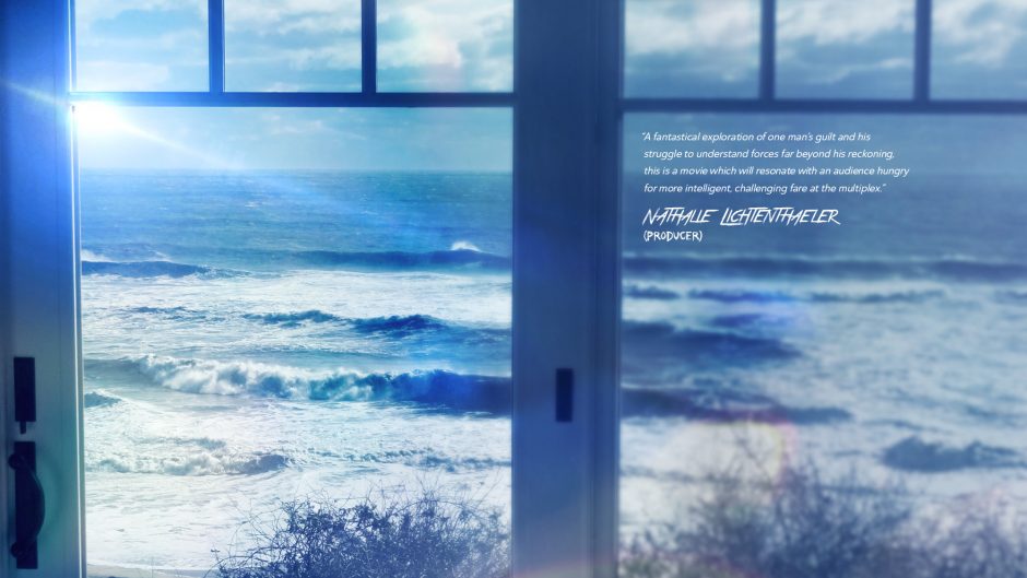 ocean waves outside window with lens flare