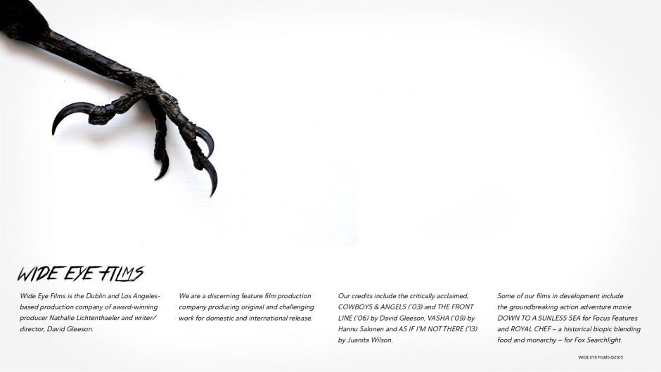 Crow’s foot on back cover contact page for pitch deck