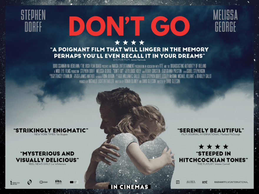 Stephen Dorff father and daughter hugging on the London Premiere British Quad Crown Theatre Poster with pull quotes of movie reviews